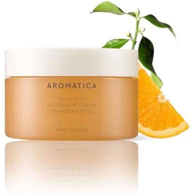 AROMATICA GLOW VITA GOODNIGHT CREAM ORANGE & NEROLI 3.1FL OZ/90G - NIGHT CREAM MOISTURIZER FOR FACE & NECK | ANTI AGING WRINKLE CREAM WITH VITAMIN C, 5% NIACINAMIDE - Image 1
